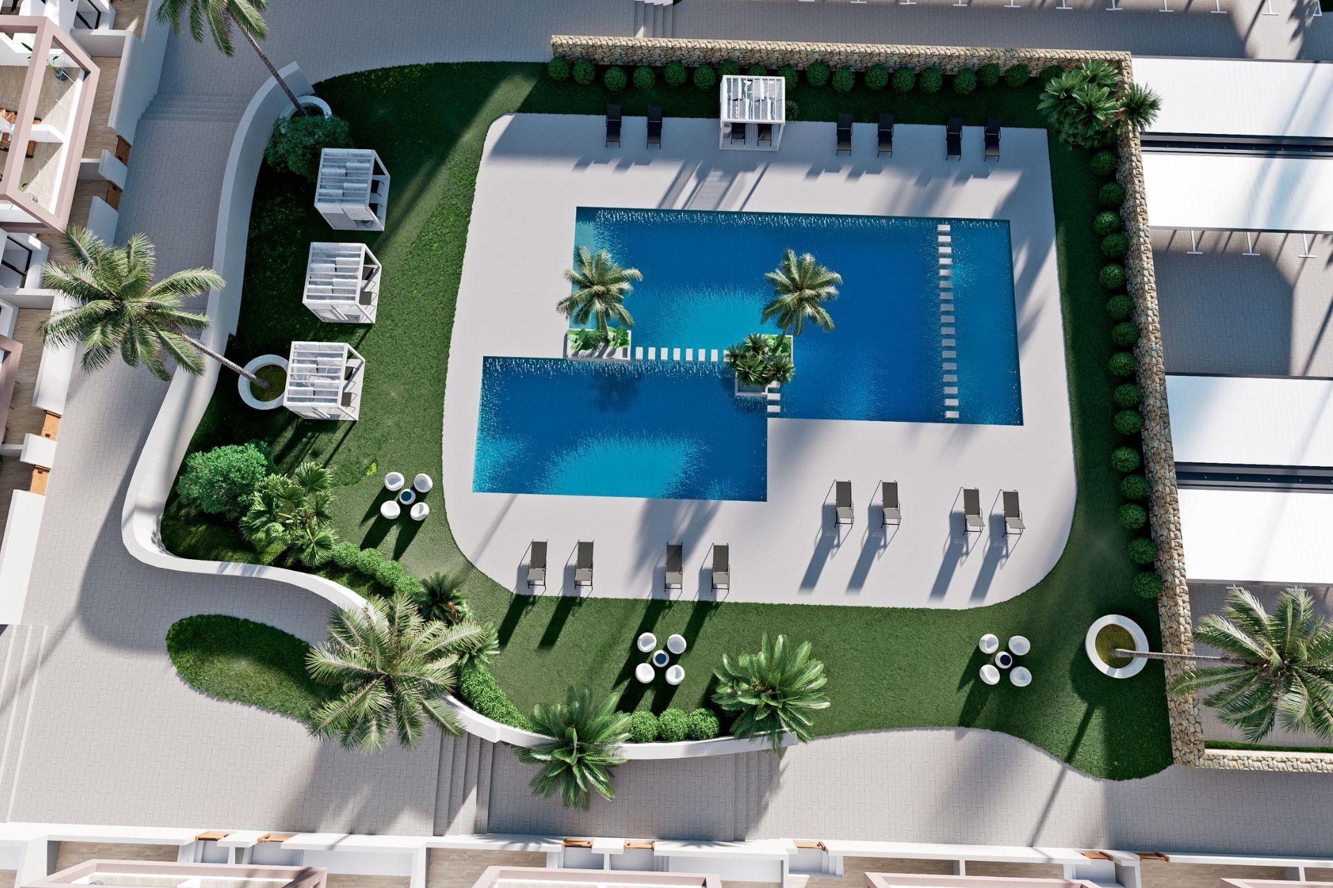 Bungalow à l'étage supérieur avec terrasse et solarium, 3 chambres et piscine privée à Finestrat (Costa Blanca)