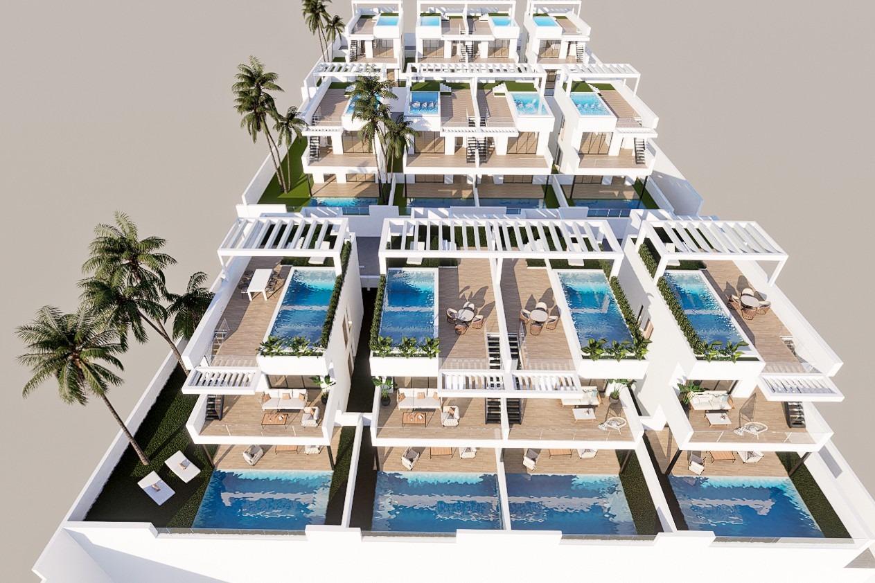 Bungalow à l'étage supérieur avec terrasse et solarium, 3 chambres et piscine privée à Finestrat (Costa Blanca)