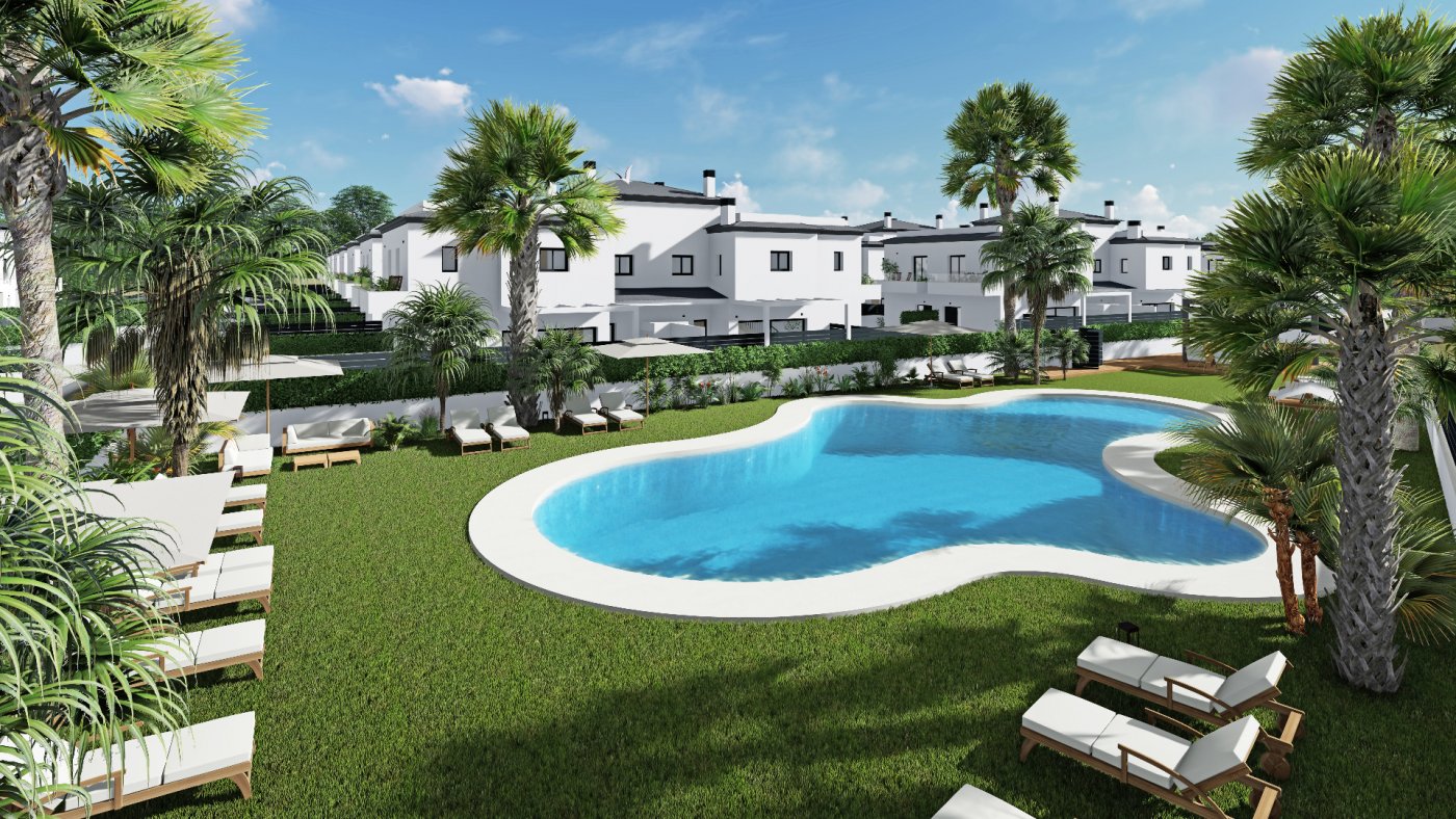 Bungalow met 3 slaapkamers, gemeenschappelijk zwembad en tuinen in Santa Pola (Alicante)