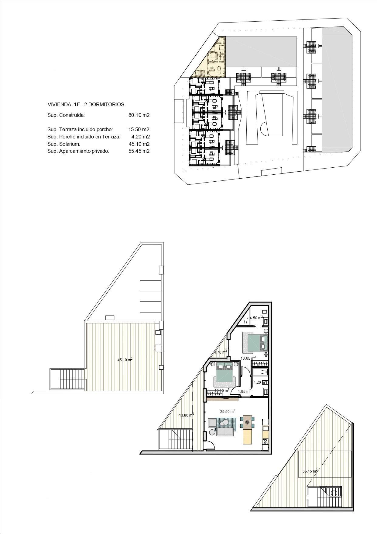 Bungalow nouvellement construit avec 2 chambres, 2 salles de bains, solarium, parking et piscine à Torre Pacheco (Murcie)