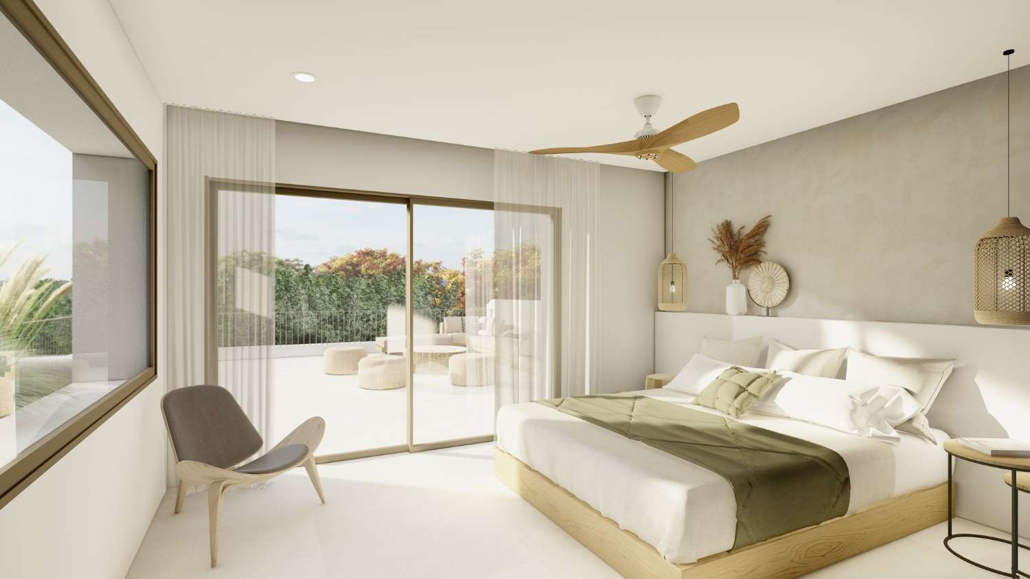 Nieuw gebouwde luxe villa met 4 slaapkamers, een zwembad, zeer licht en open panoramisch uitzicht op de zee en de Ifach-rots in Calpe (Costa Blanca Noord).