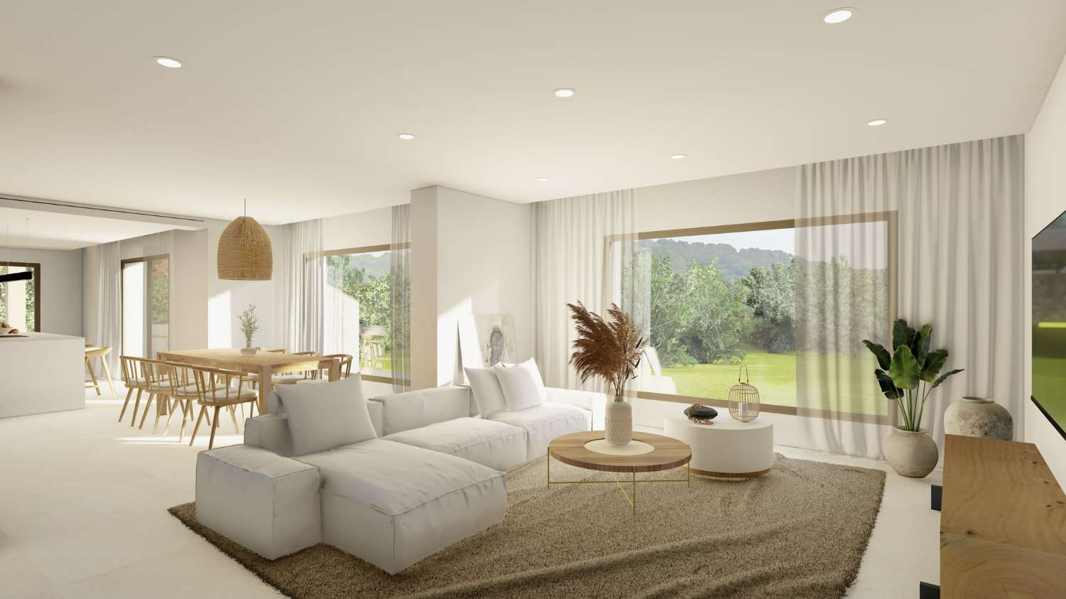 Nieuw gebouwde luxe villa met 4 slaapkamers, een zwembad, zeer licht en open panoramisch uitzicht op de zee en de Ifach-rots in Calpe (Costa Blanca Noord).