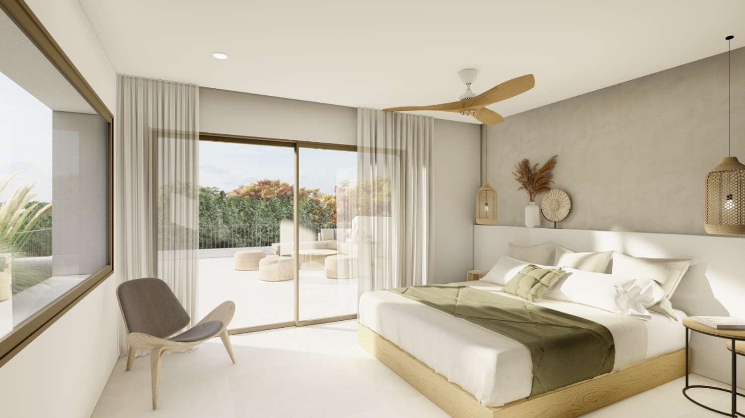 Nieuw gebouwde luxe villa met 4 slaapkamers, een zwembad, zeer licht en open panoramisch uitzicht op de zee en de Ifach-rots in Calpe (Costa Blanca Noord).