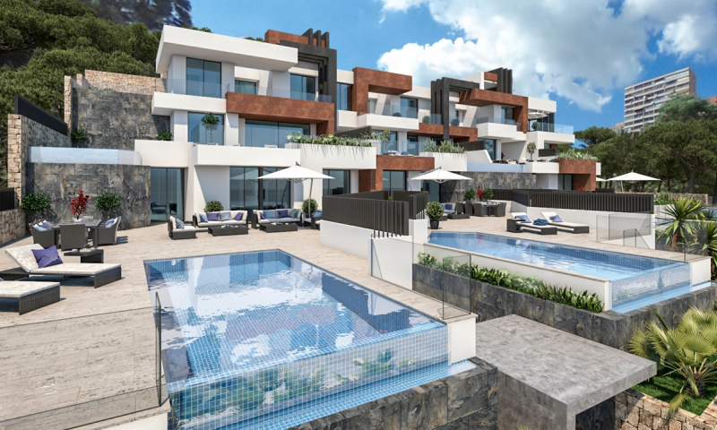 Luxe appartementen (8 units) op de 1e lijn van het Poniente strand in Benidorm (Costa Blanca)